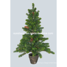 Plastic PE Artificial Plant American Pine Tree with Cone in Pot for Christmas Decoration (48820)
